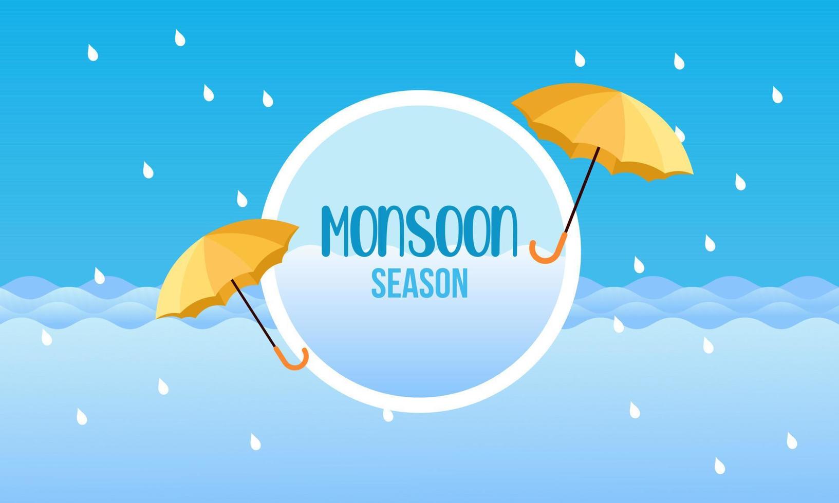 Monsoon season composition with flat design vector