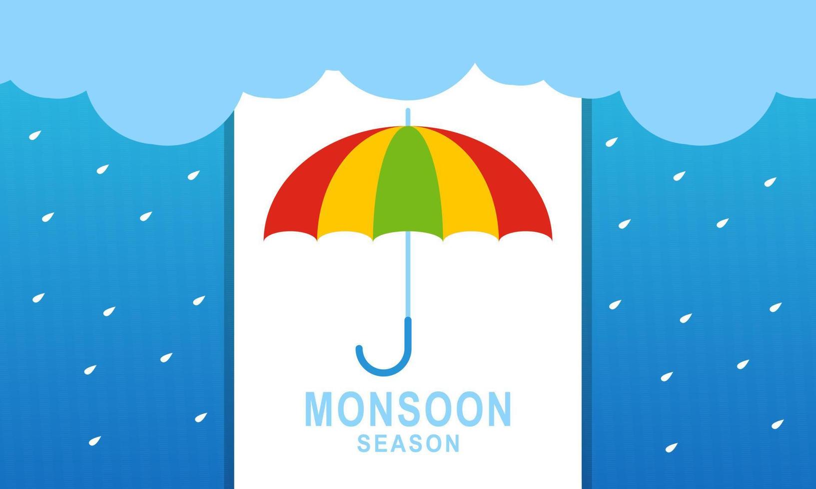 Monsoon season composition with flat design vector