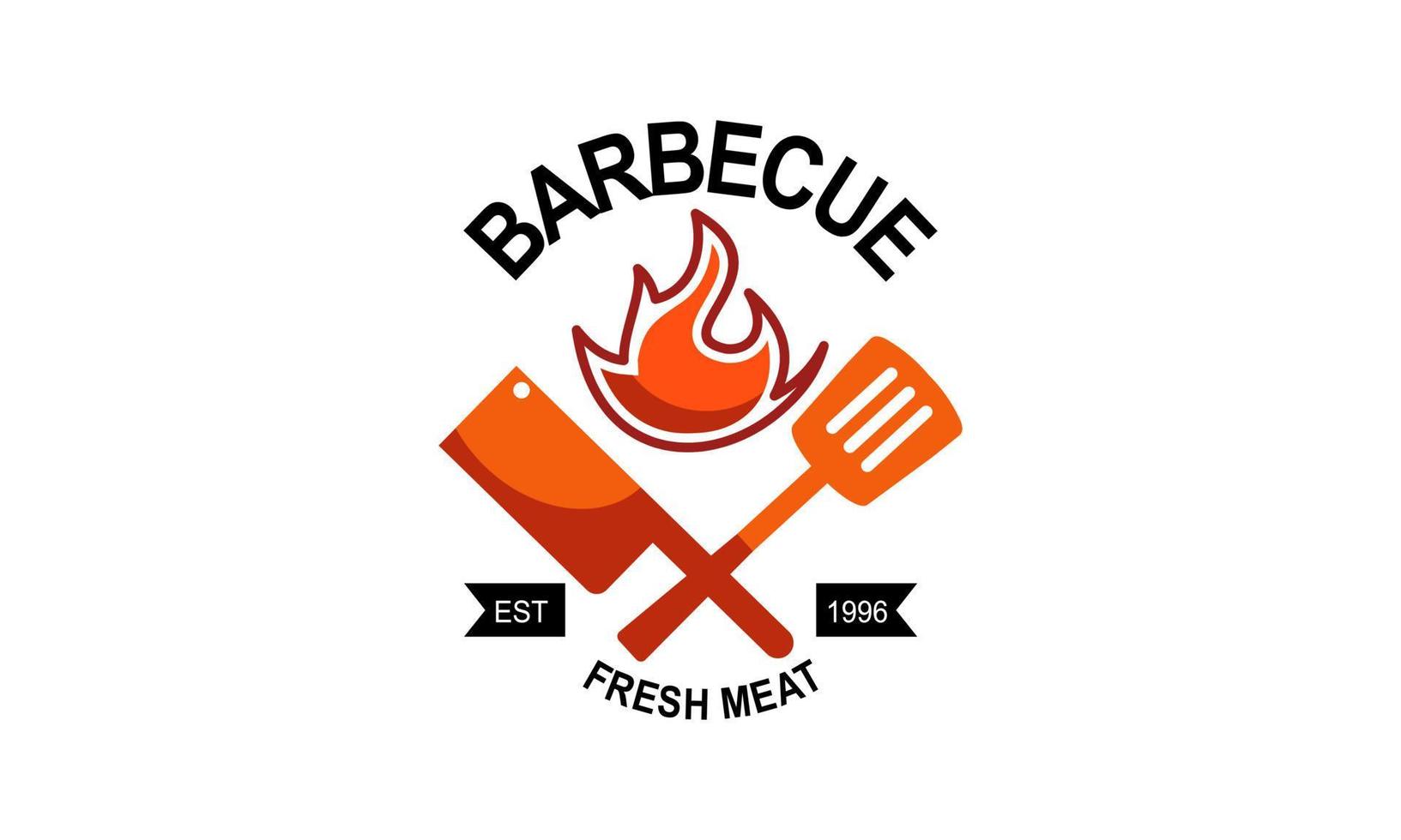 plantilla de logotipo de barbacoa creativa con detalles vector