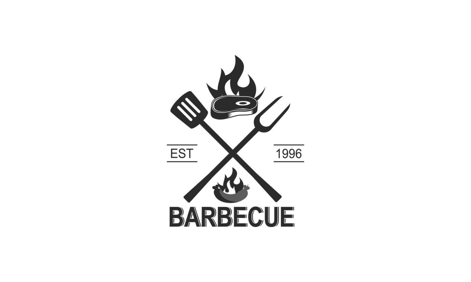 plantilla de logotipo de barbacoa creativa con detalles vector