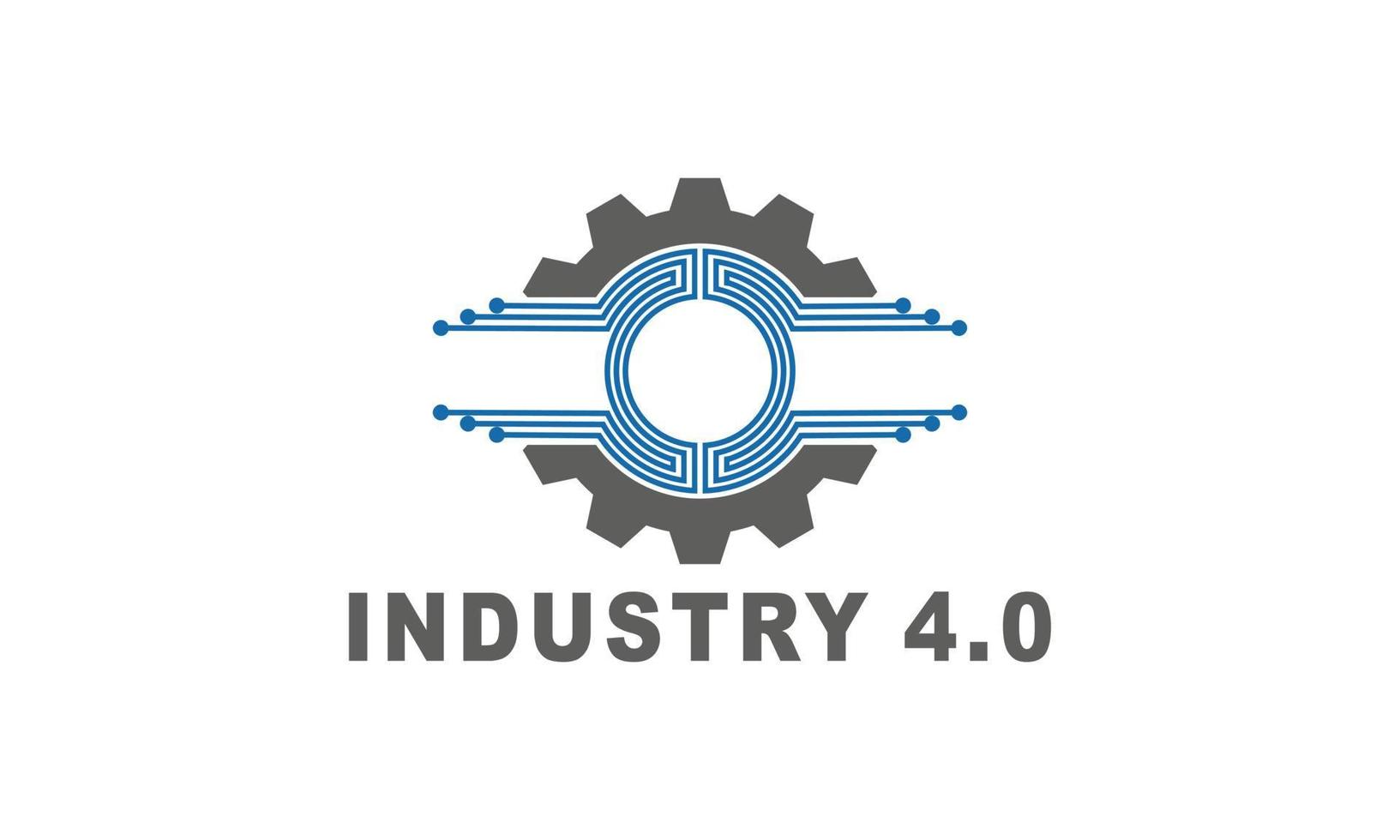 Industry 4.0 concept business control or logo, world factory and wheel eclectic, cyber physical systems concept,smart factory logo. vector