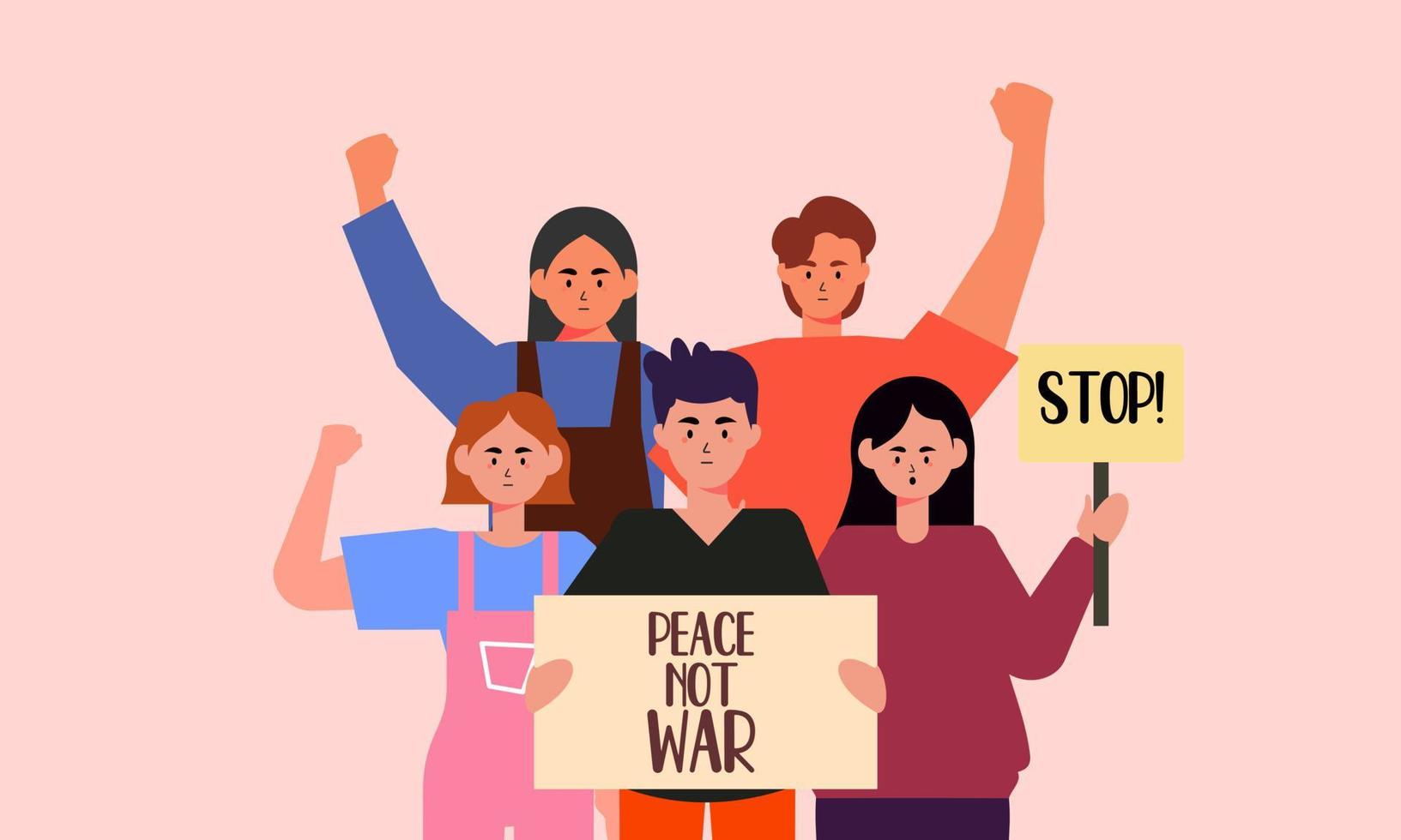 People are against war. Say no to war. Peace to the world illustration vector