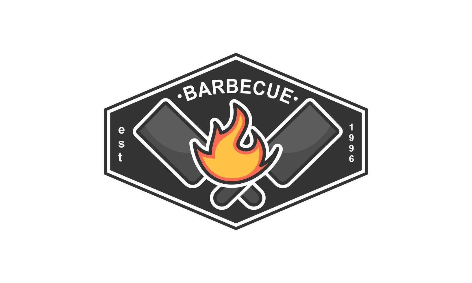 plantilla de logotipo de barbacoa creativa con detalles vector