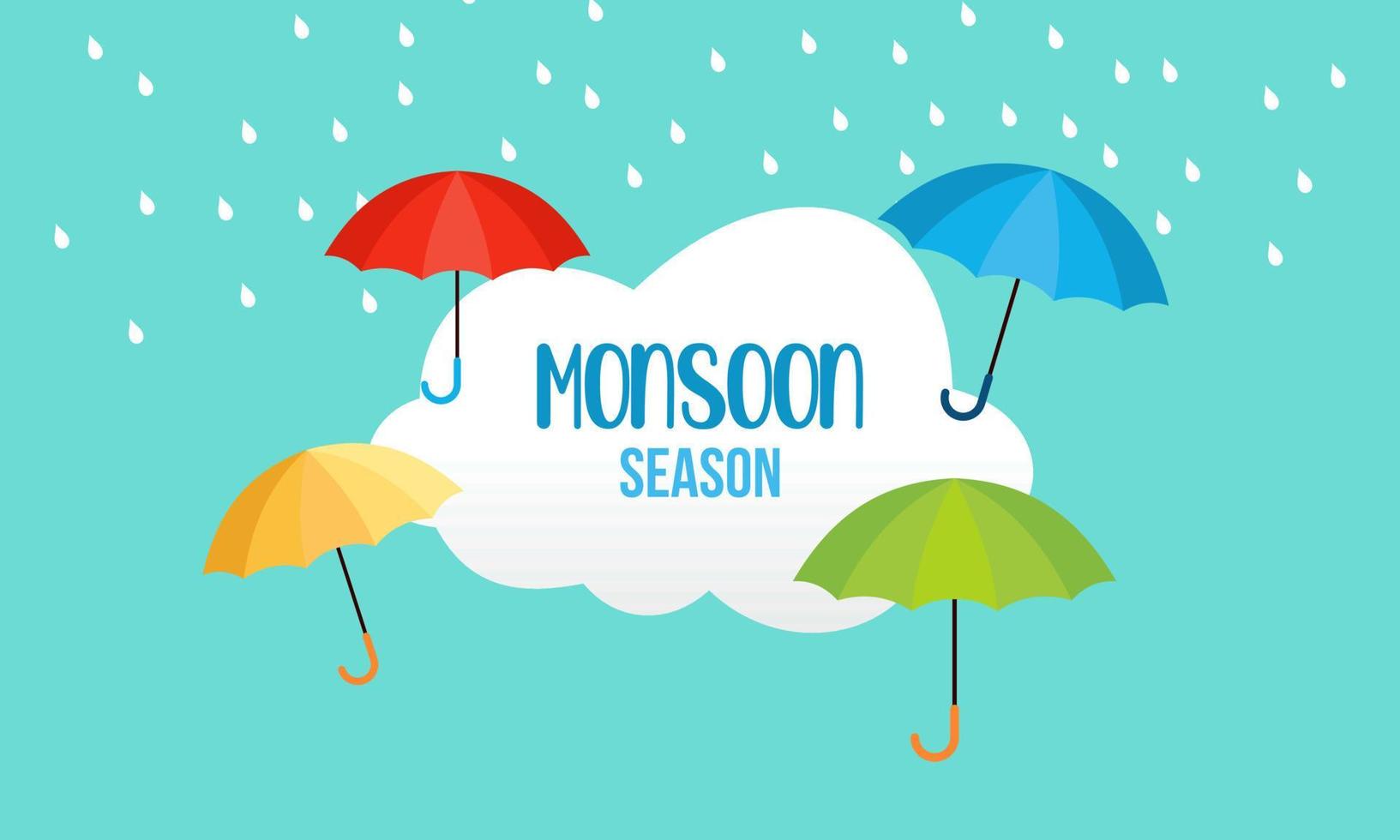 Monsoon season composition with flat design vector