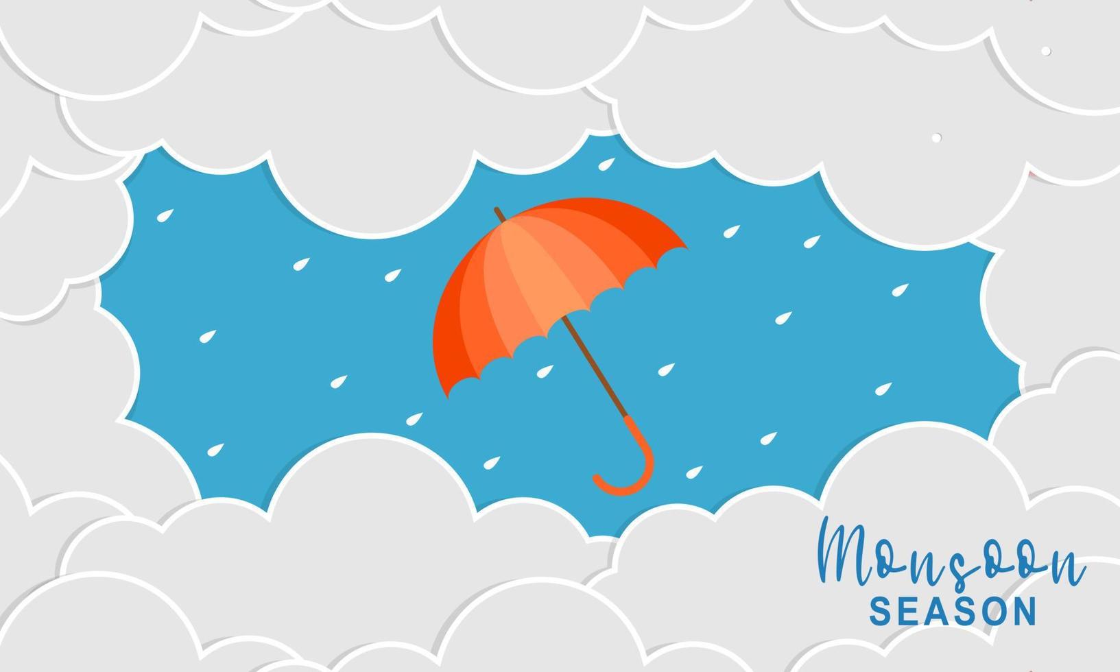 Monsoon season composition with flat design vector