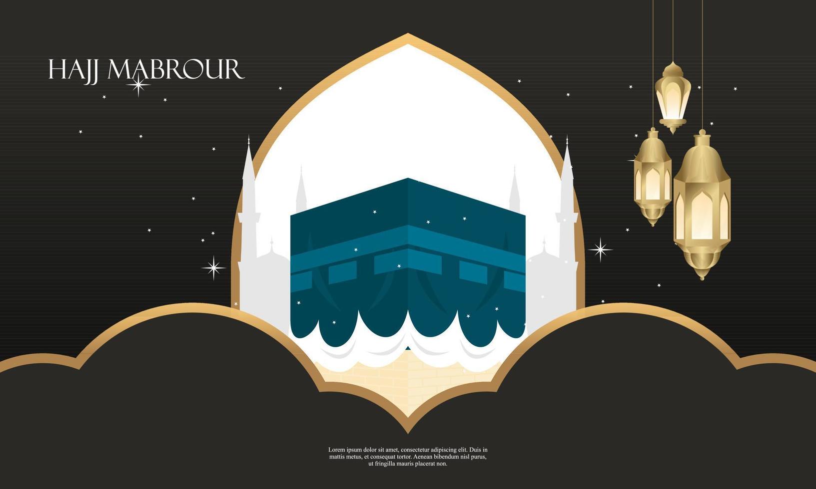 Islamic pilgrimage background, hajj and umrah concept with kaaba and nabawi mosque. vector