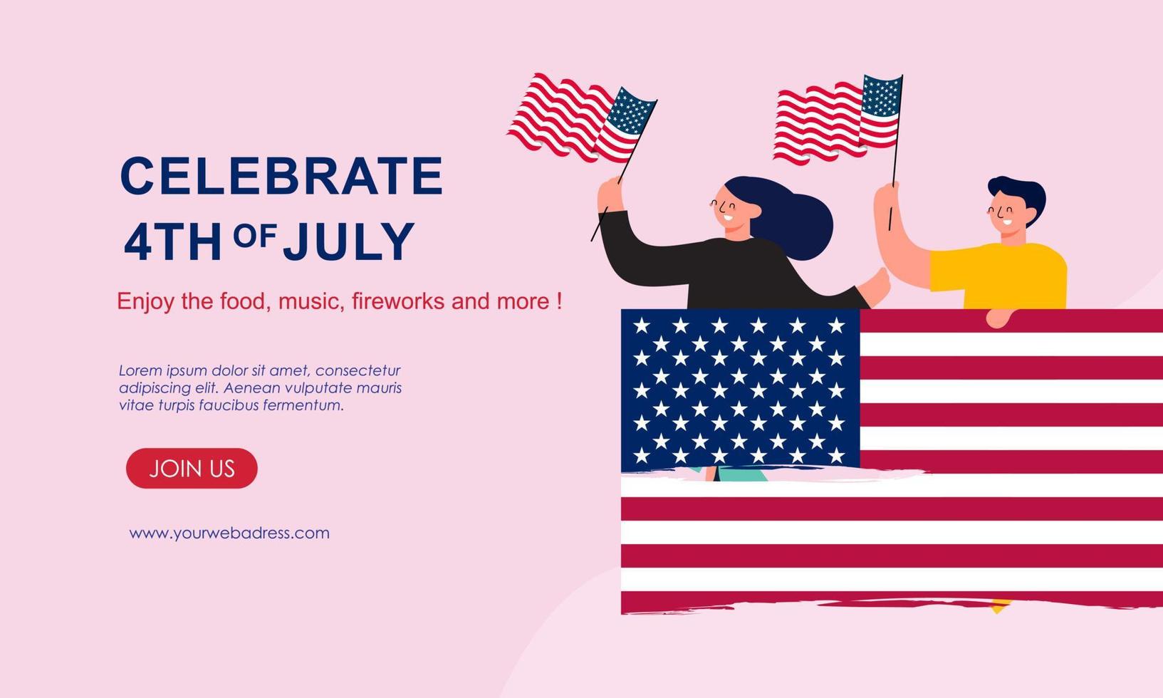 Flat design 4th of july banner template vector