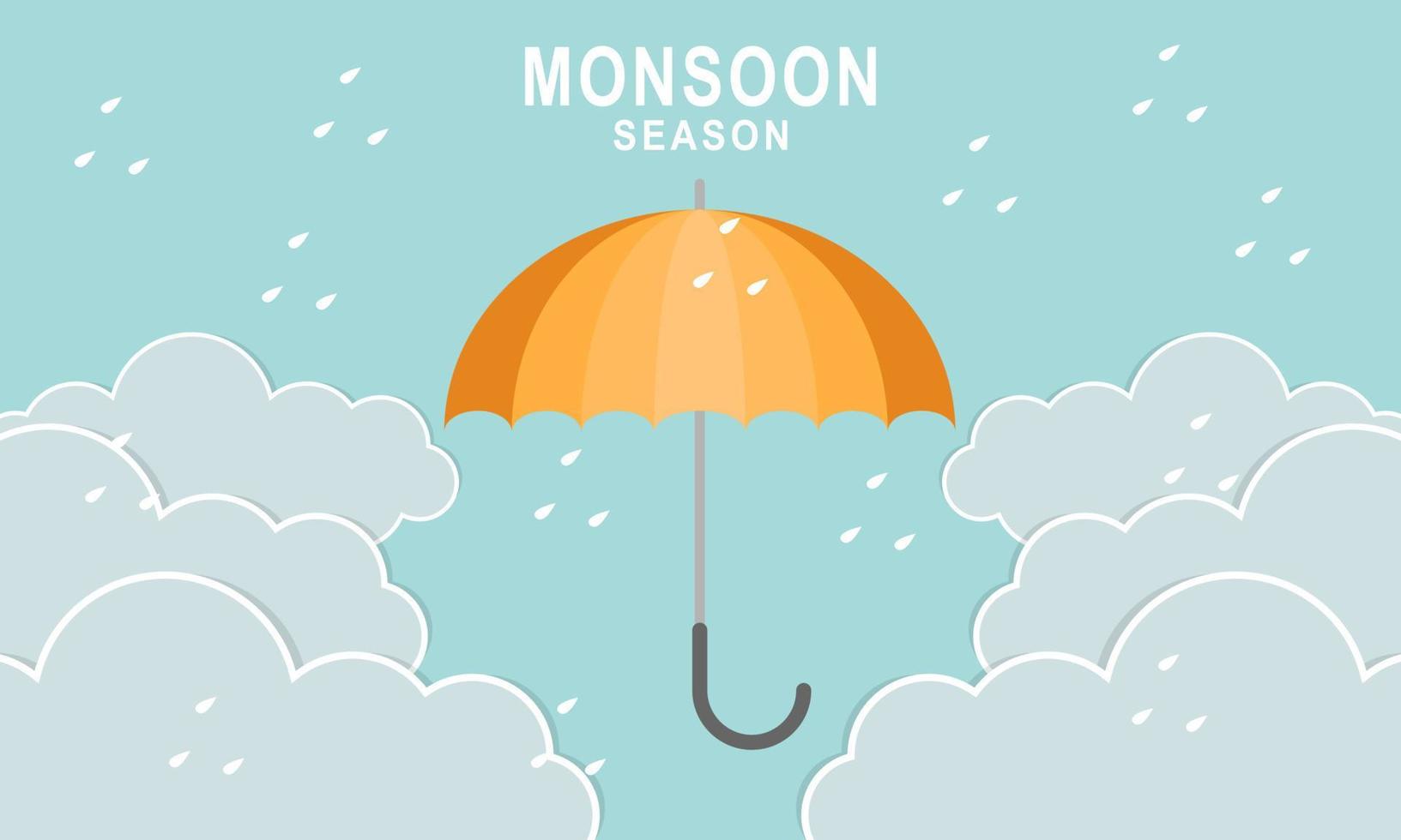 Monsoon season composition with flat design vector