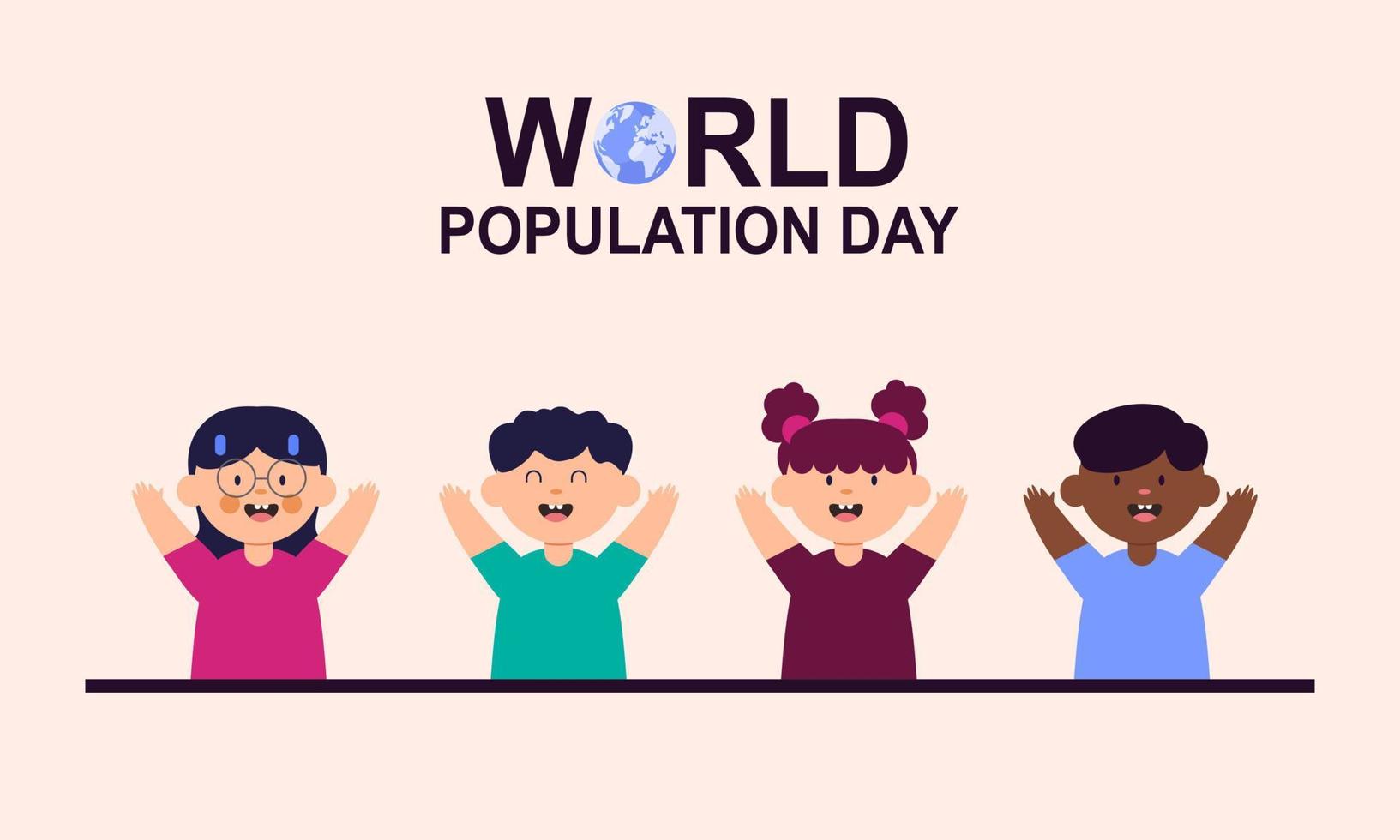 World population day illustration, poster or banner vector