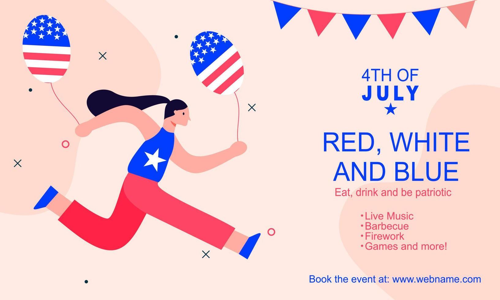 Flat design 4th of july banner template vector