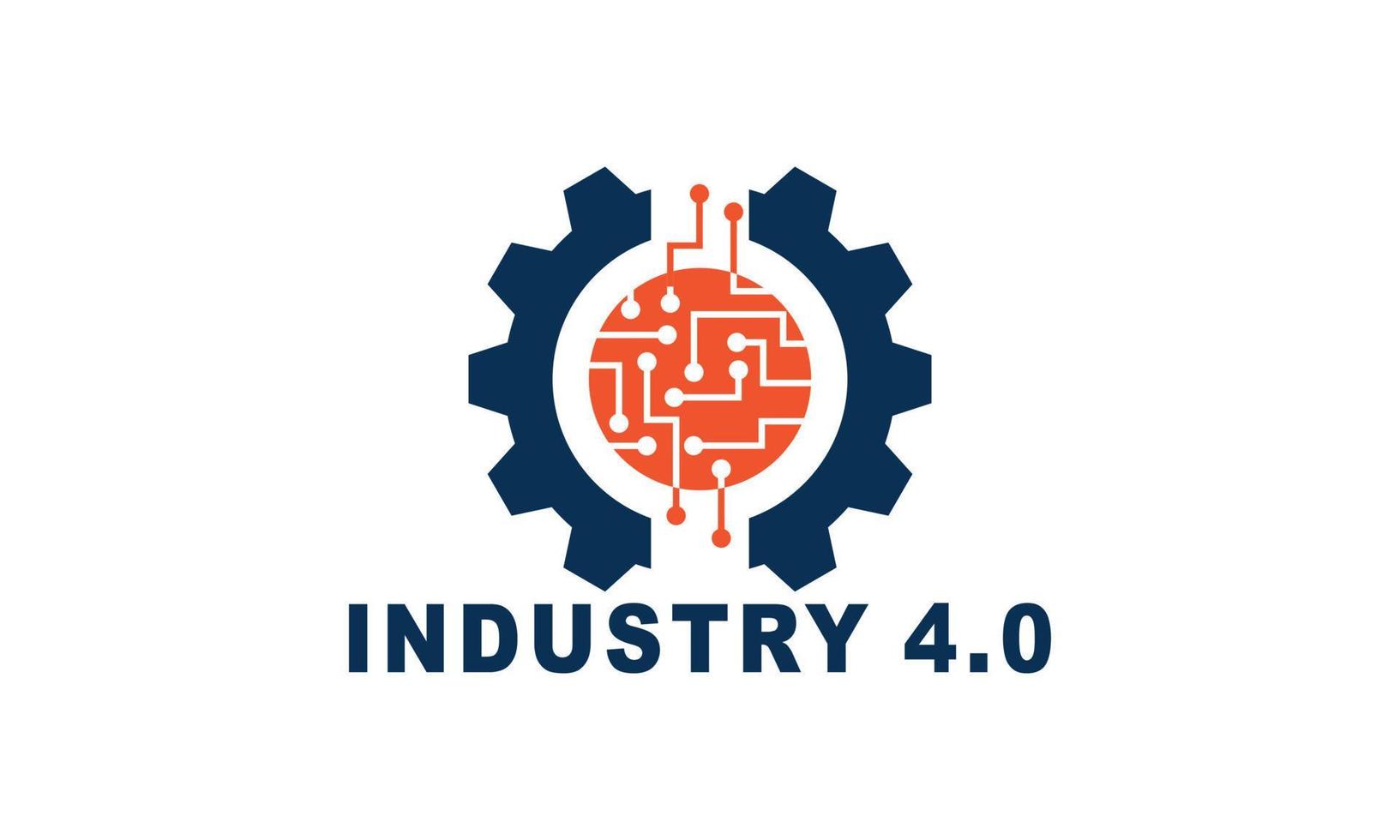 Industry 4.0 concept business control or logo, world factory and wheel eclectic, cyber physical systems concept,smart factory logo. vector