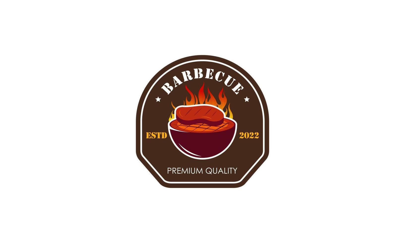 plantilla de logotipo de barbacoa creativa con detalles vector