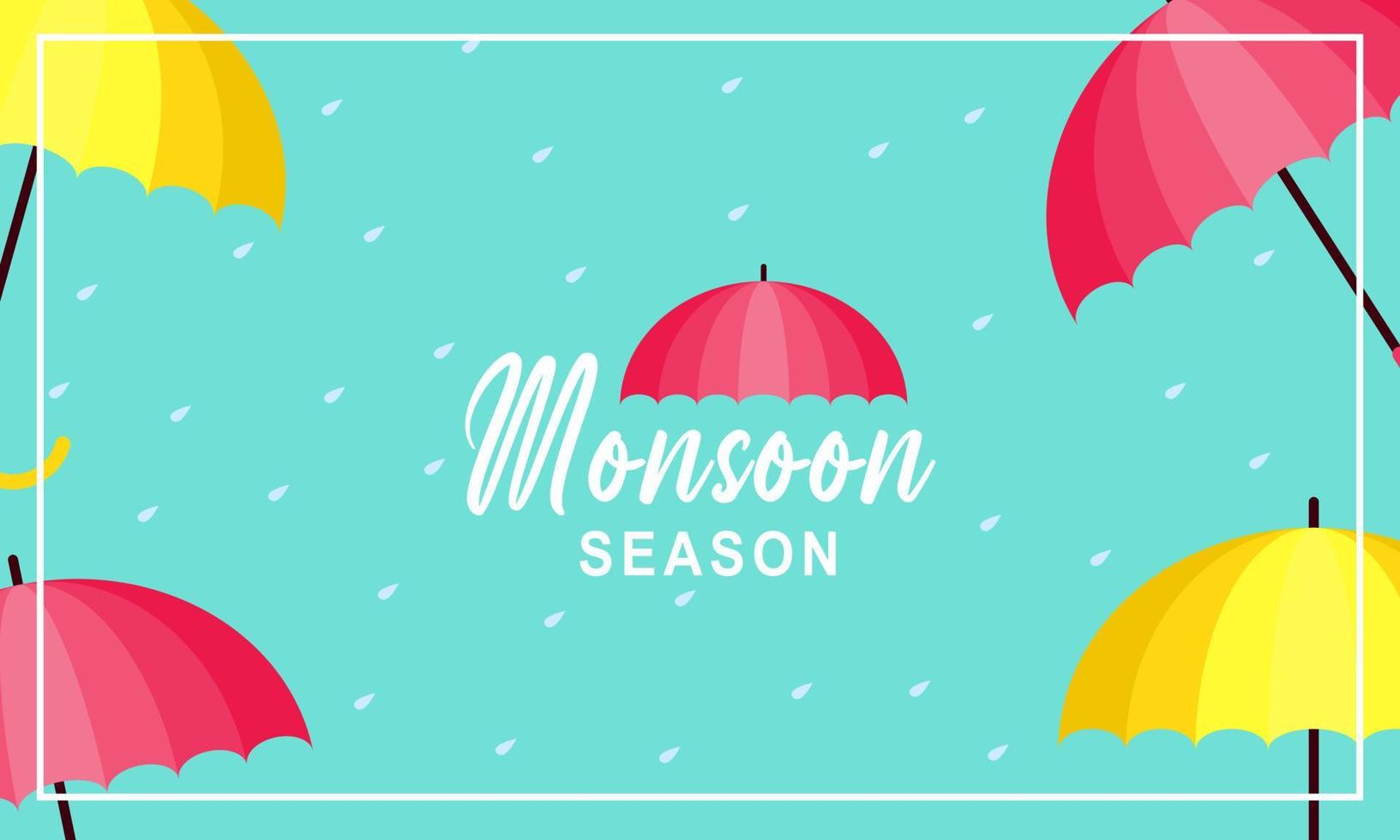 Monsoon season composition with flat design vector
