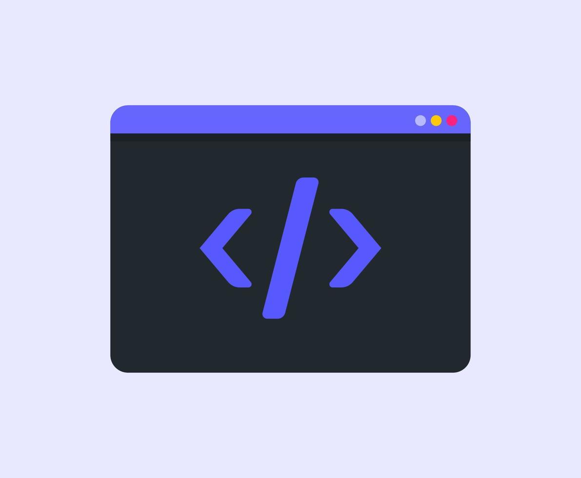 Coding Programming in Terminal Prompt Icon Vector Illustration for Computer Science Poster or Graphic Element