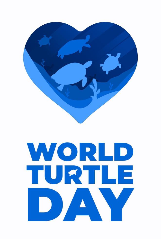 World Turtle Day Poster Vector Illustration with Turtle and Coral in Blue Deep Ocean Environment