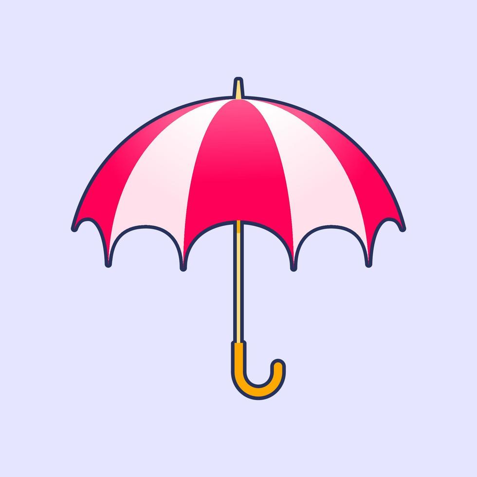 Umbrella Colorful Icon Vector Illustration with Outline for Graphic Element