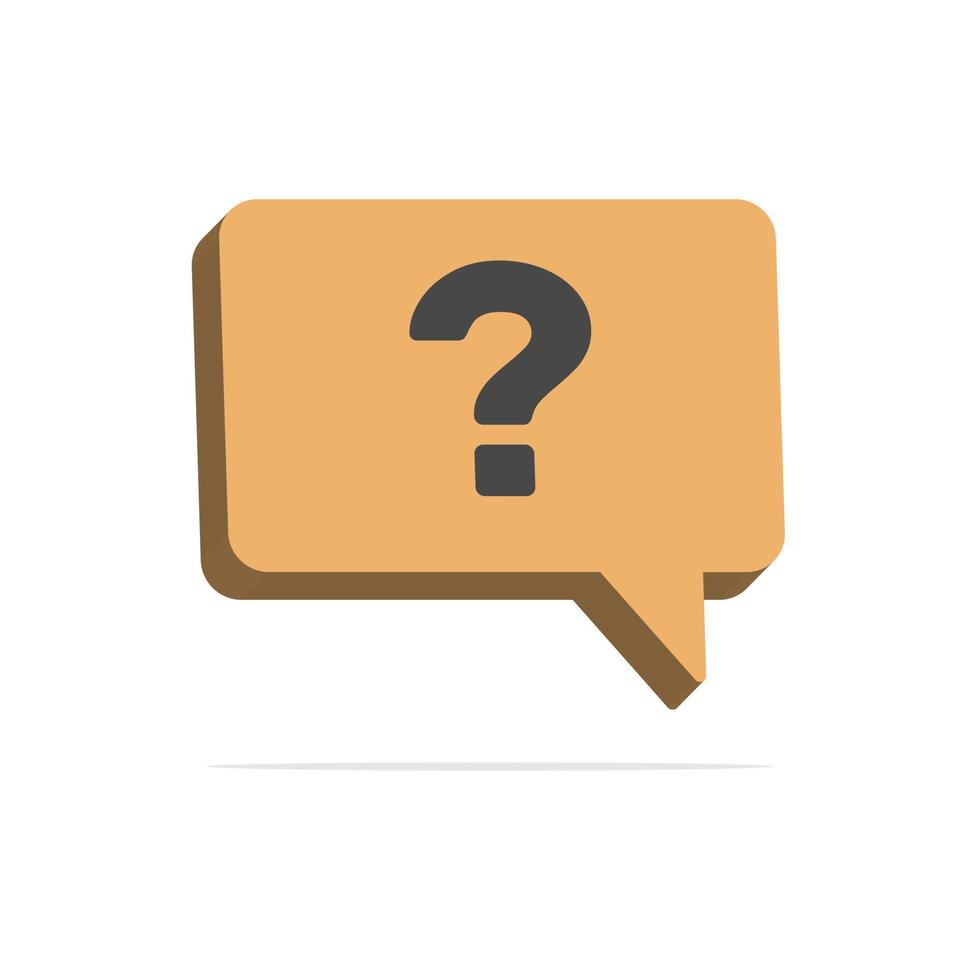 3d speech bubble with question mark in minimal cartoon style vector