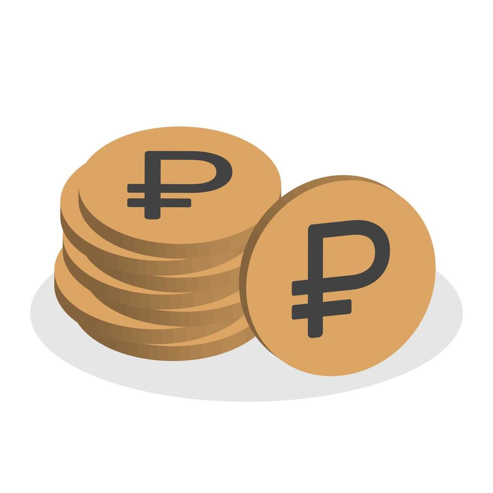 Stack of Russian ruble coins in 3d design vector