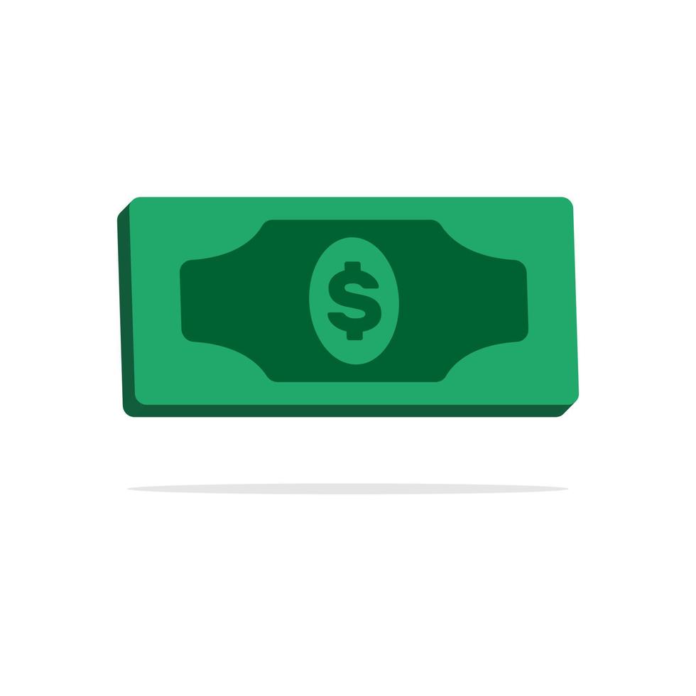 3d dollar banknote concept in minimal cartoon style vector