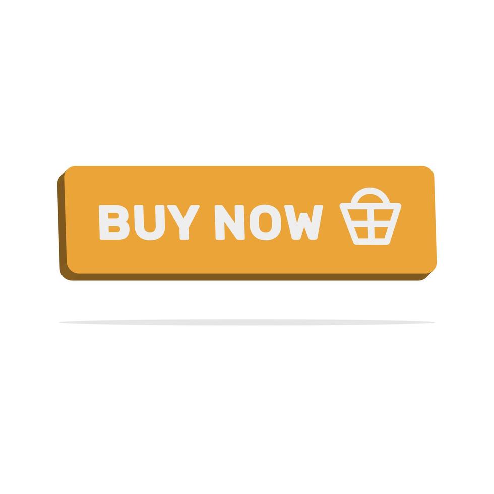 3d buy now button concept in minimal cartoon style vector