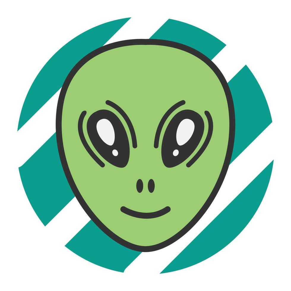 Smiling alien face in flat cartoon style vector