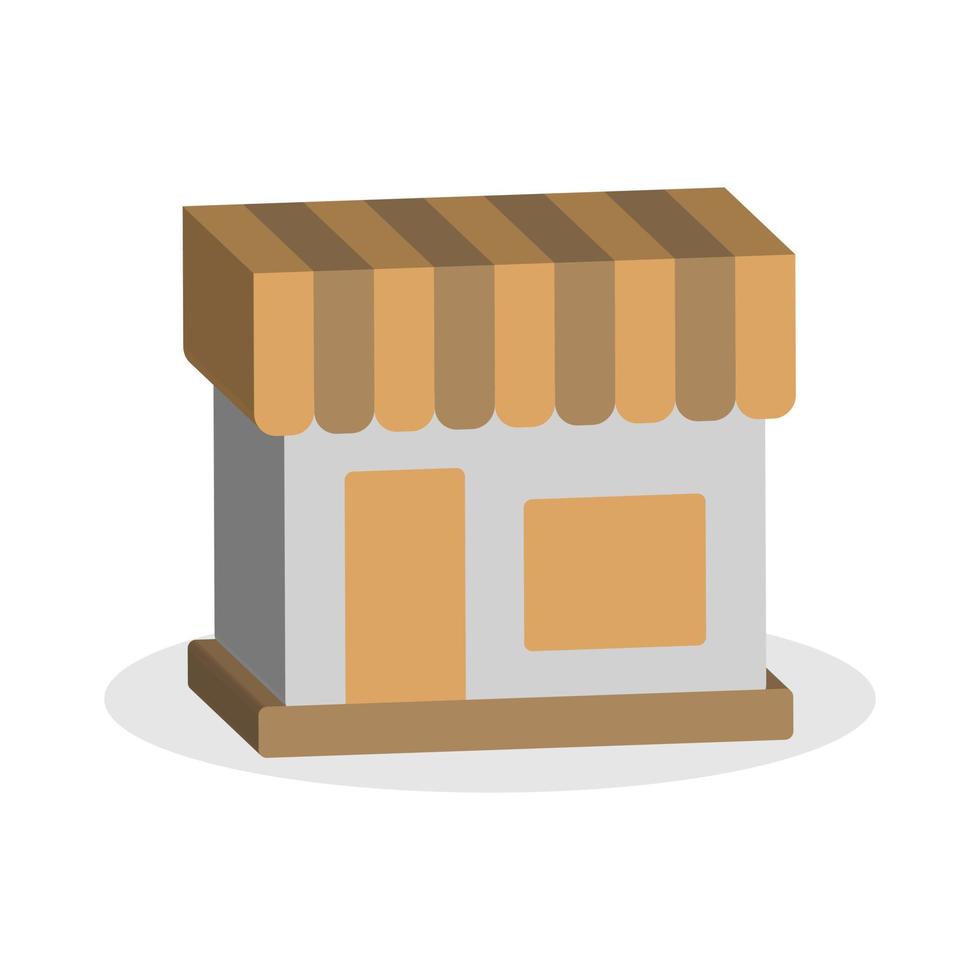 3d shop building concept in minimal cartoon style vector