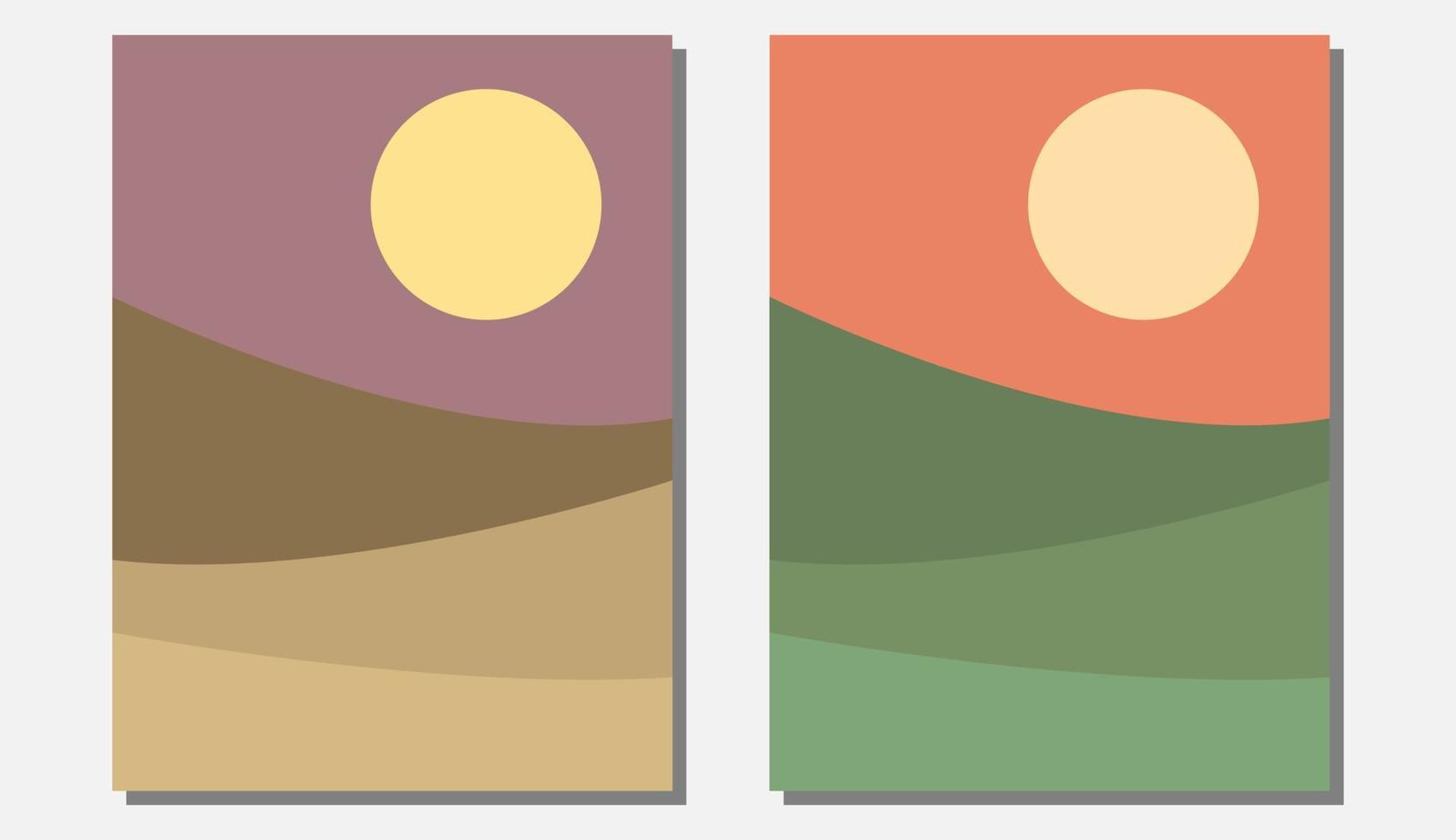 The view of green mountains and barren mountains is suitable for wall decoration vector