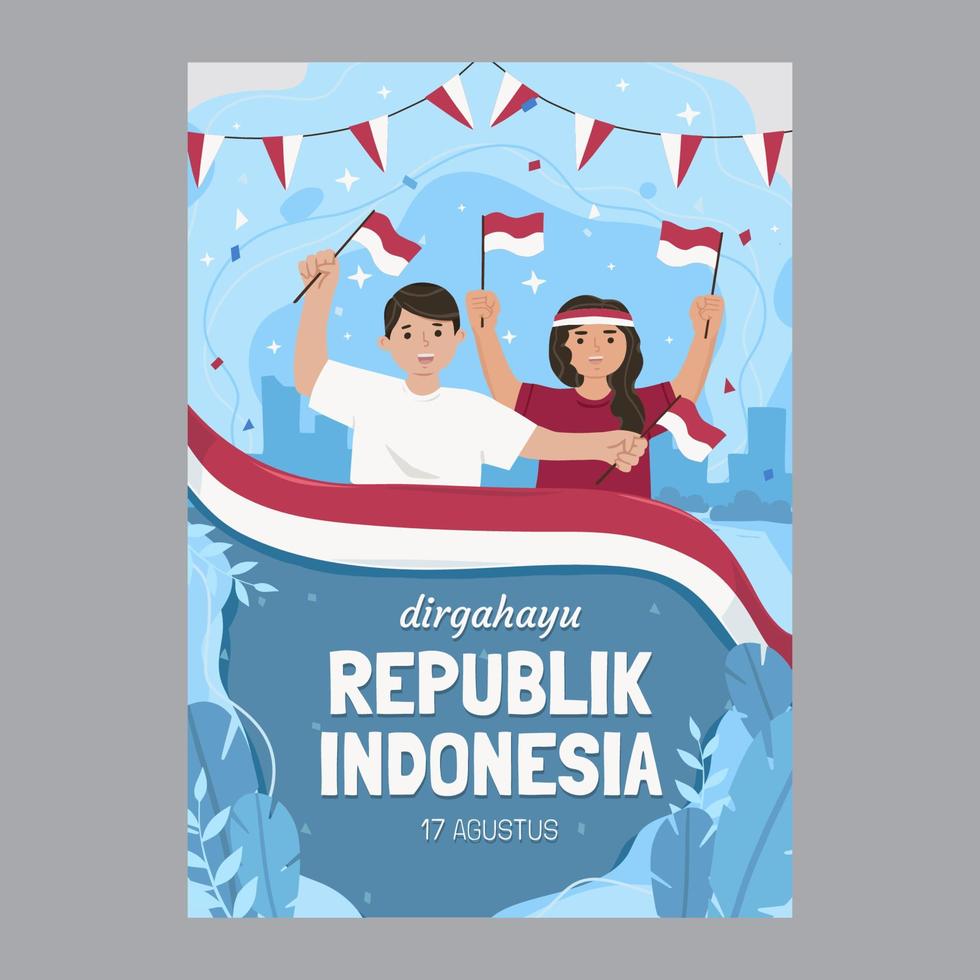 concepto de cartel del día de la independencia de indonesia vector