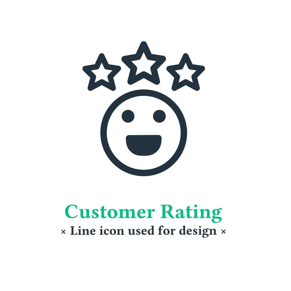 Customer rating icon isolated on a white background.  Customer review symbol with three stars for web and mobile apps. vector