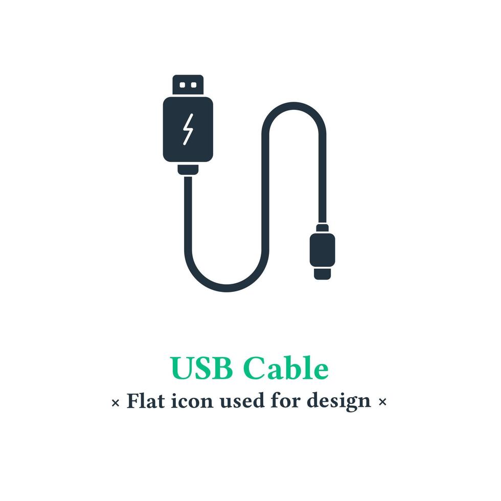 icono de cable usb aislado en un fondo blanco. símbolo del cable usb del cargador de batería para aplicaciones web y móviles. vector