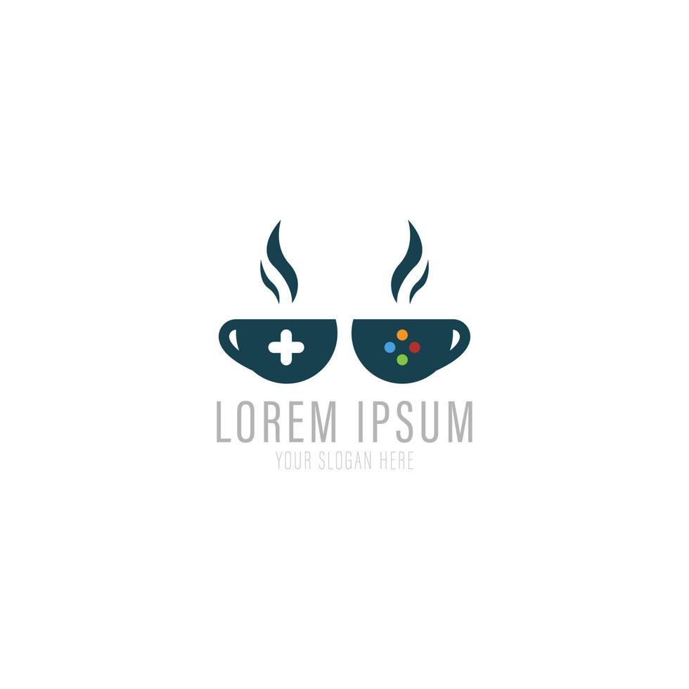 Coffee games vector icon illustration template logo design. joystick. Hot game, gamepad, cup concept.