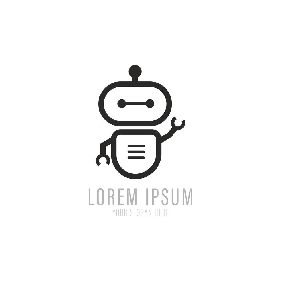 lindo diseño de plantilla de logotipo de mascota robot. vector