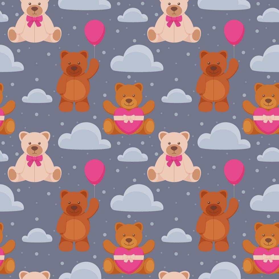 Teddy Bear Seamless Background Template vector