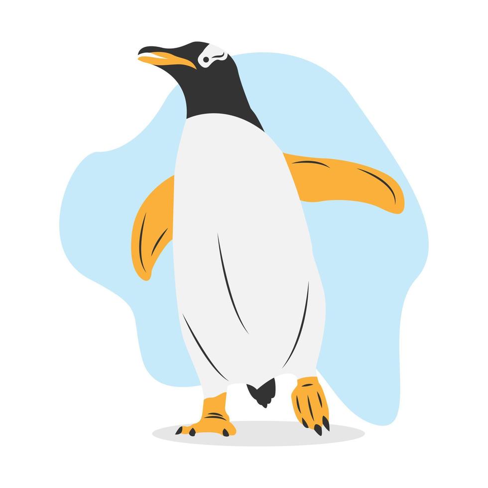 Cute penguin in flat cartoon style vector