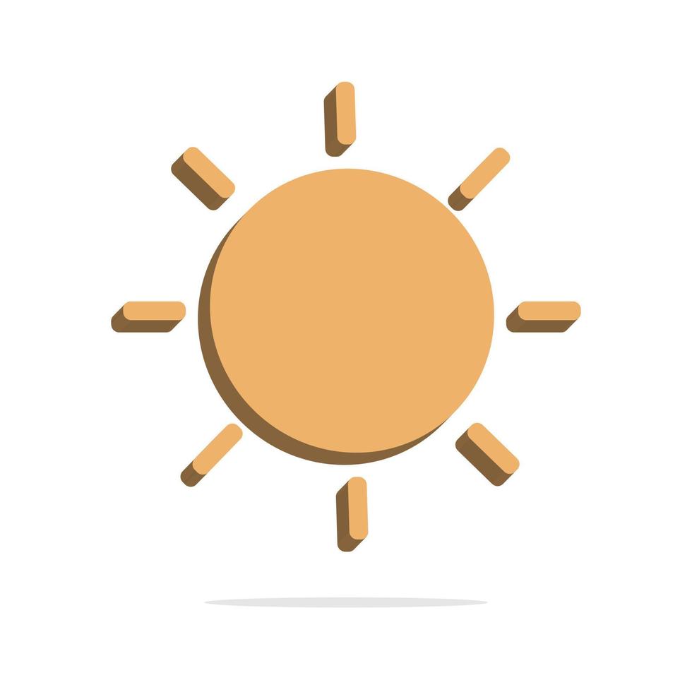 3d sun icon in minimal cartoon style vector