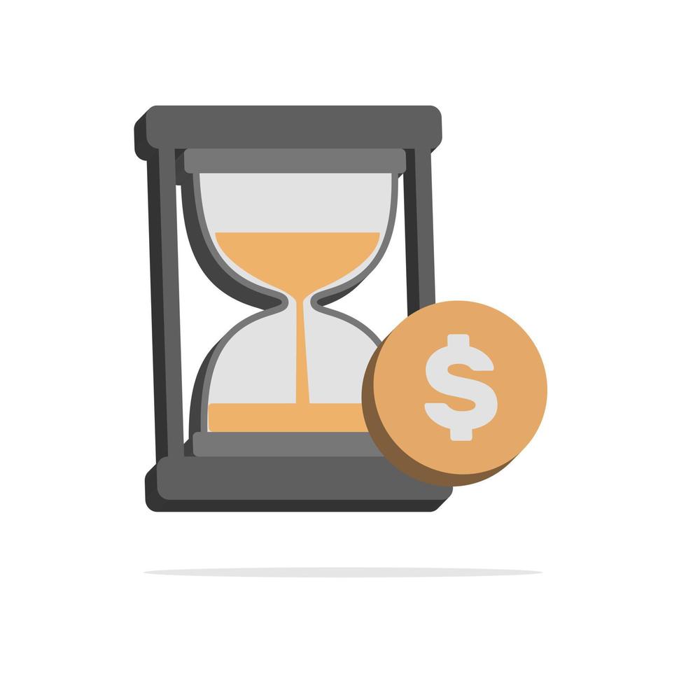 3d hourglass with dollar icon in minimal cartoon style vector