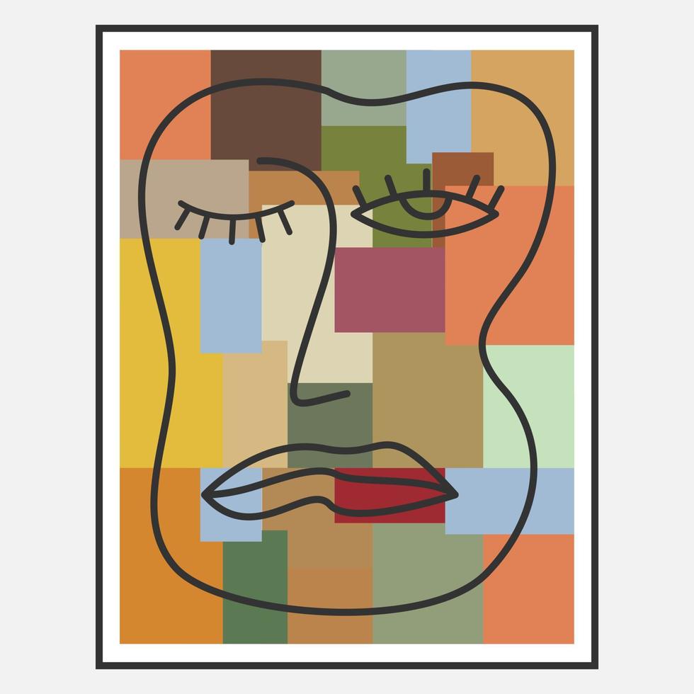 Cubism art is suitable for living room wall decoration vector