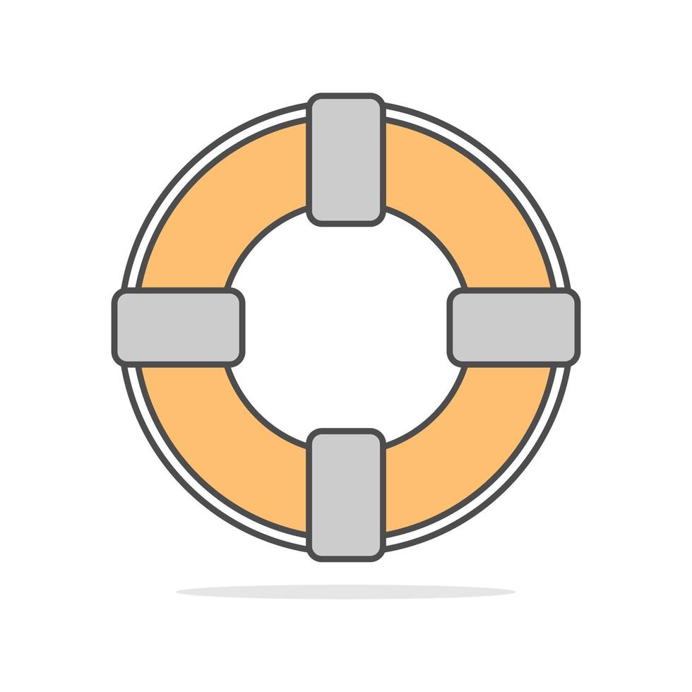 Life ring buoy icon in flat cartoon style vector