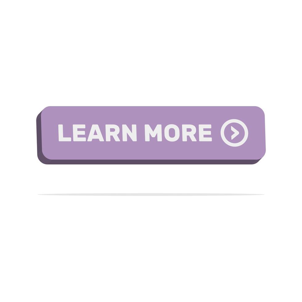 3d learn more button in minimal cartoon style vector