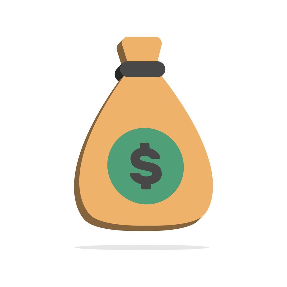 Bolsa de dinero 3d con icono de dólar en estilo de dibujos animados mínimo vector