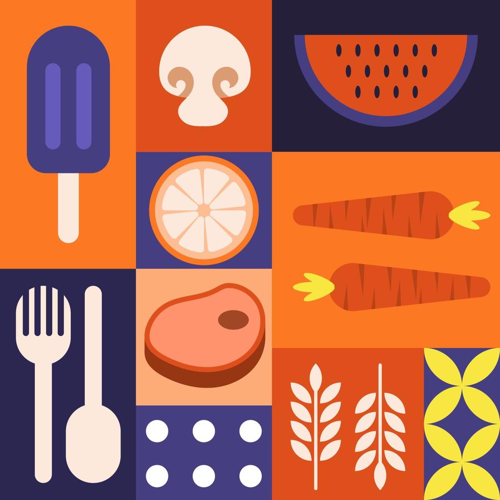 Geometric Food Seamless Pattern vector