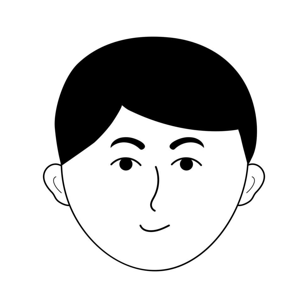 Boy face in doodle style. Avatar of young man. vector