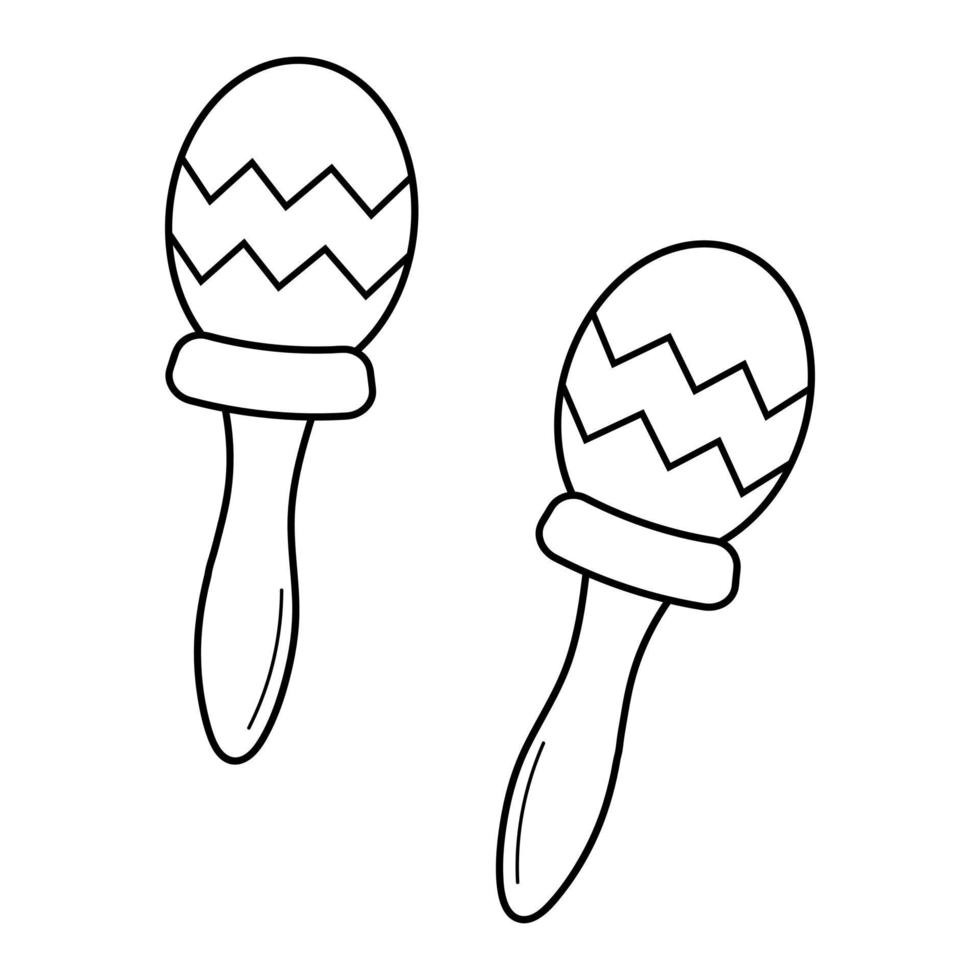 Decorated maracas in doodle style. Musical instrument. vector
