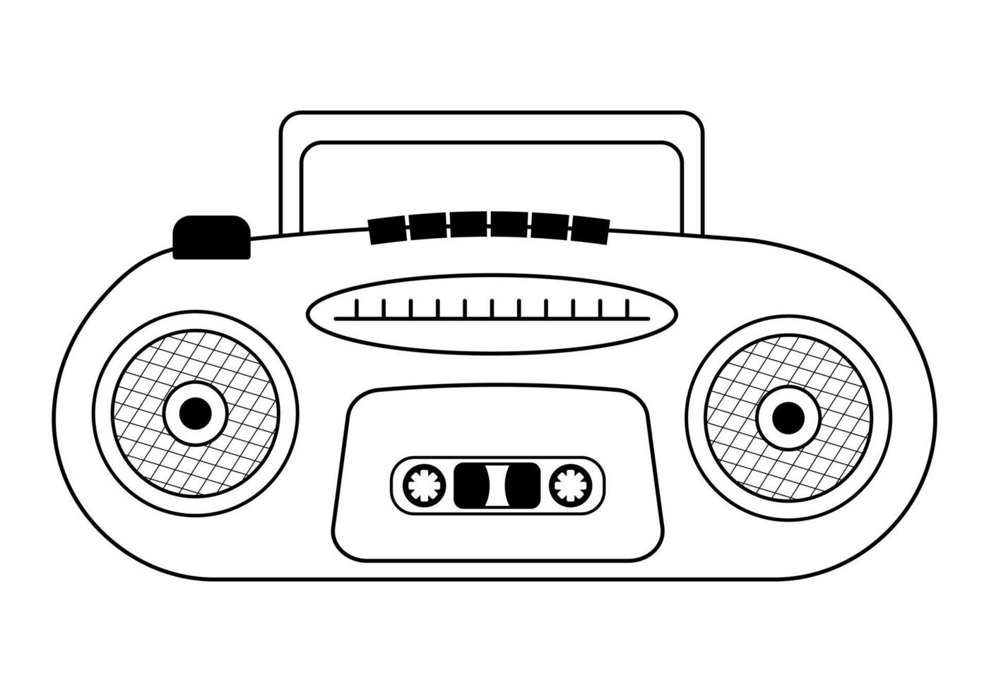 grabadora en estilo garabato. antiguo reproductor de radio y música retro. vector