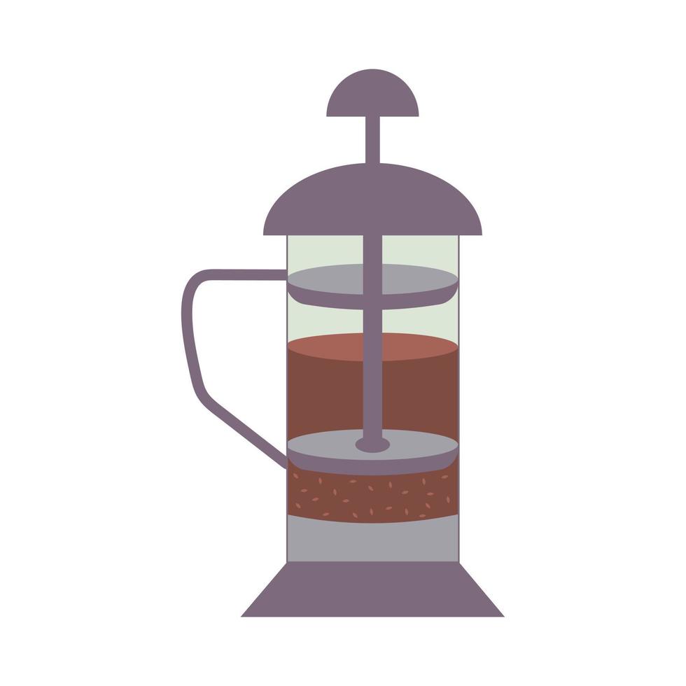 French press teapot. Kettle with piston. vector