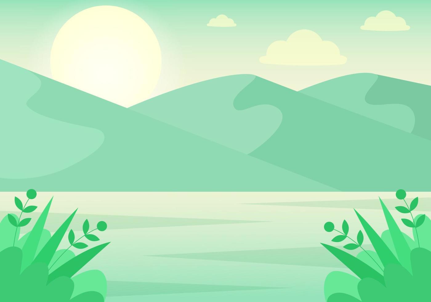 paisaje de montaña con lago. panorama de la hermosa naturaleza de verano. vector