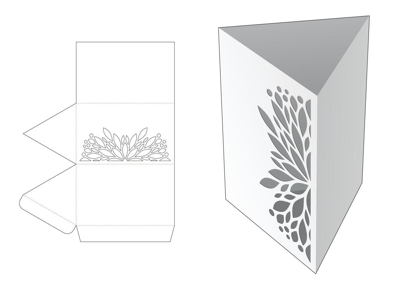 caja de papelería de forma triangular con plantilla troquelada de mandala estampada y maqueta 3d vector