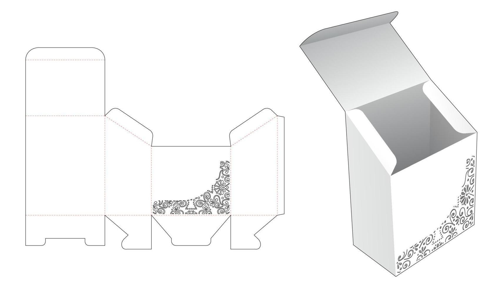 embalaje pendiente con plantilla troquelada de mandala estarcida y maqueta 3d vector