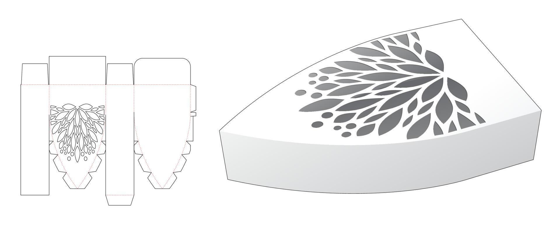 embalaje de pilón inferior con plantilla troquelada estarcida y maqueta 3d vector