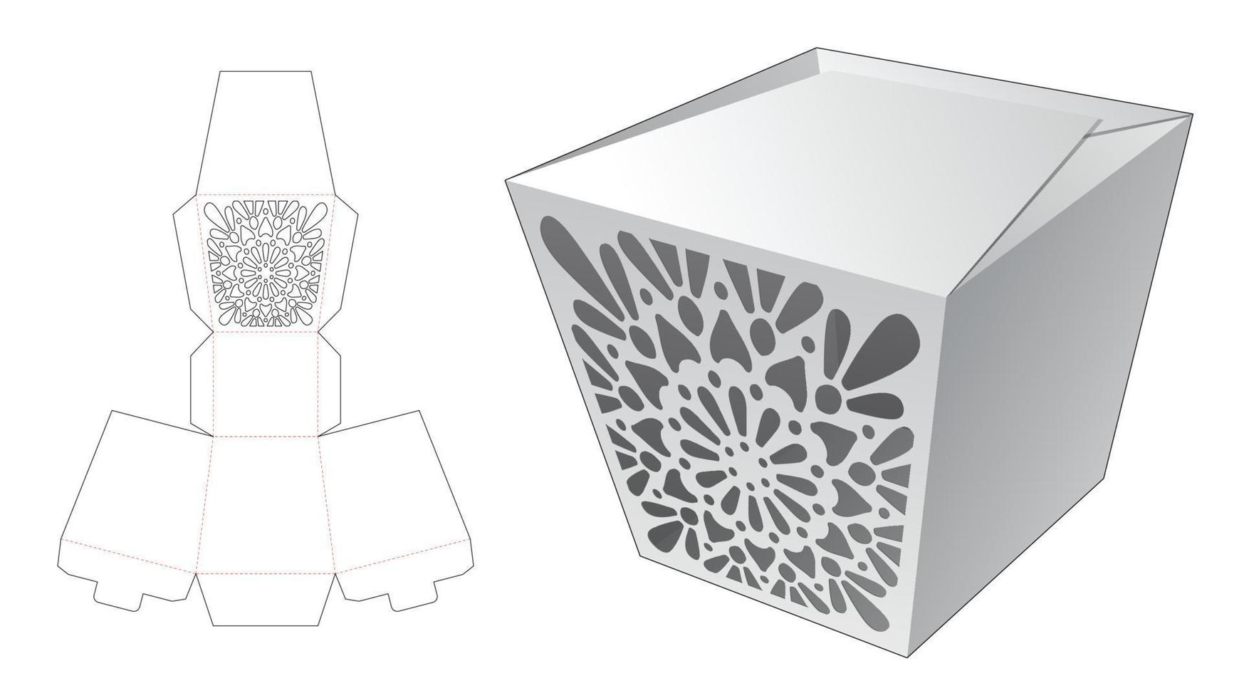 Cardboard wrapped box with stenciled mandala die cut template vector